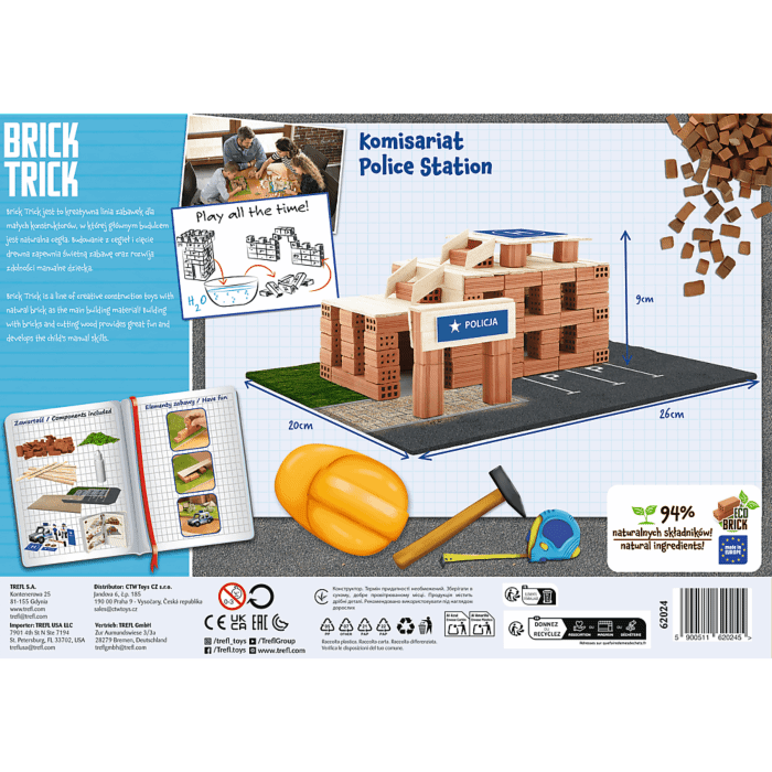 BRICK TRICK Caserma Dei Pompieri - Gioco Di Costruzione Con Mattoni Veri In Argilla E Legno Per Bambini 3+ Anni - 5