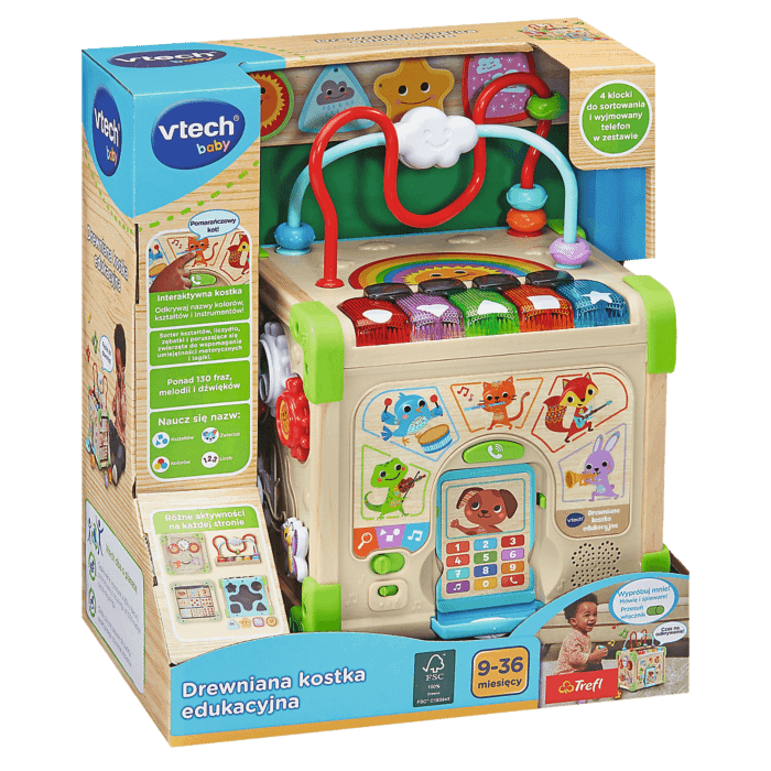 Zabawka interaktywna Vtech, Drewniana Kostka Edukacyjna - produkt Zabawka interaktywna Vtech, Drewniana Kostka Edukacyjna - produkt