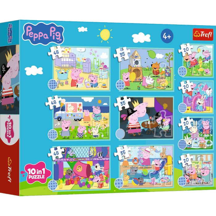 Puzzle Peppa Pig 10w1 Zabawny świat Peppy - opakowanie 