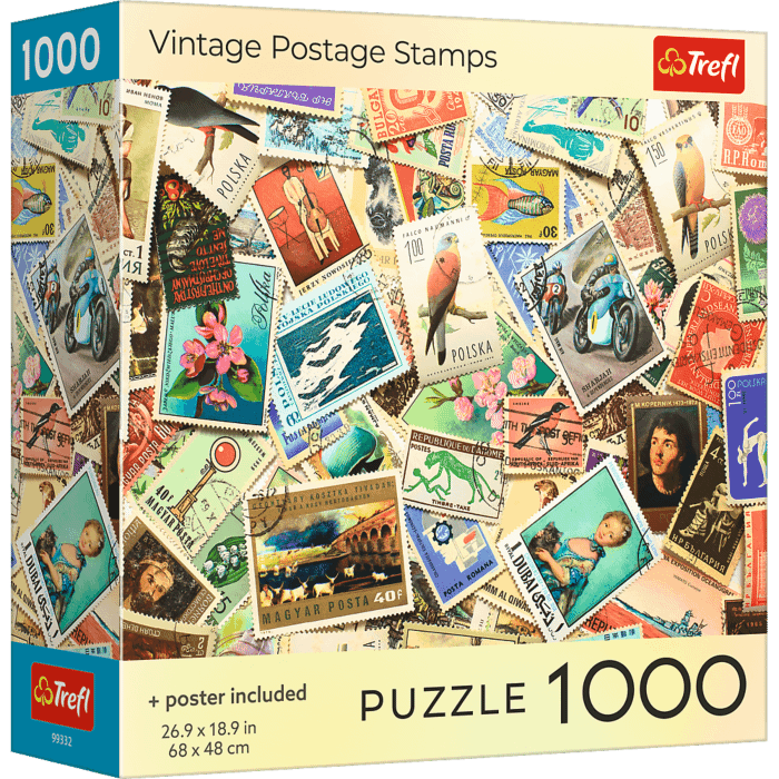 Puzzle 1000 el. USA Collection: Vintage Postage Stamps - opakowanie 