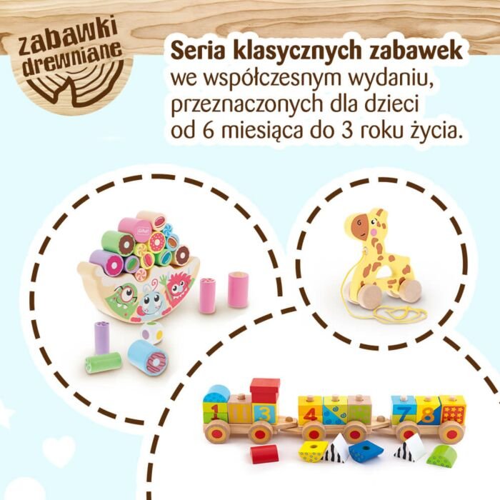 Świnka, zabawka drewniana ze sznurkiem - infografika 5