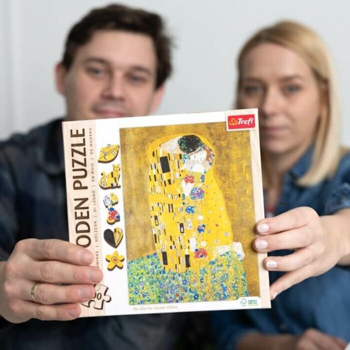 Puzzle drewniane 200 el. Pocałunek, Gustav Klimt - pudełko 