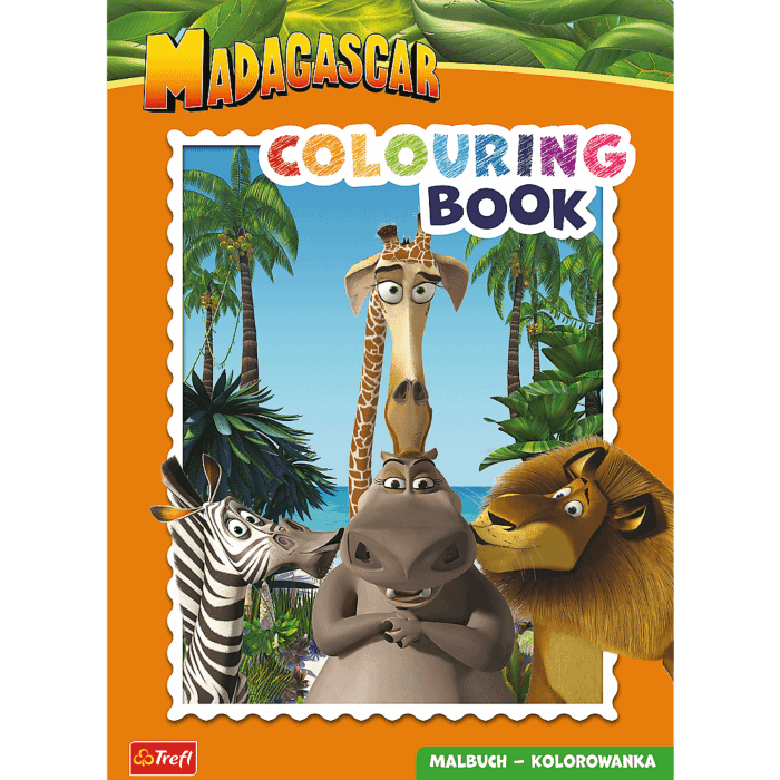 Książka aktywizująca Madagaskar, kolorowanka - przód okładki Książka aktywizująca Madagaskar, kolorowanka - przód okładki
