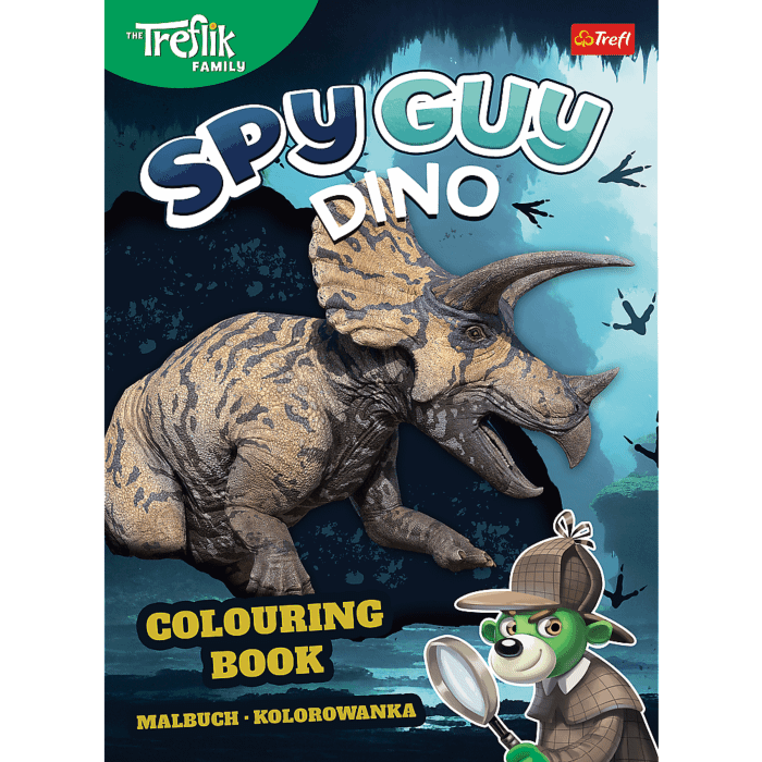 Książka aktywizująca Spy Guy Dino, kolorowanka - przód okładki Książka aktywizująca Spy Guy Dino, kolorowanka - przód okładki
