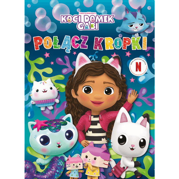 Książka aktywizująca Koci Domek Gabi, Połącz kropki - przód okładki