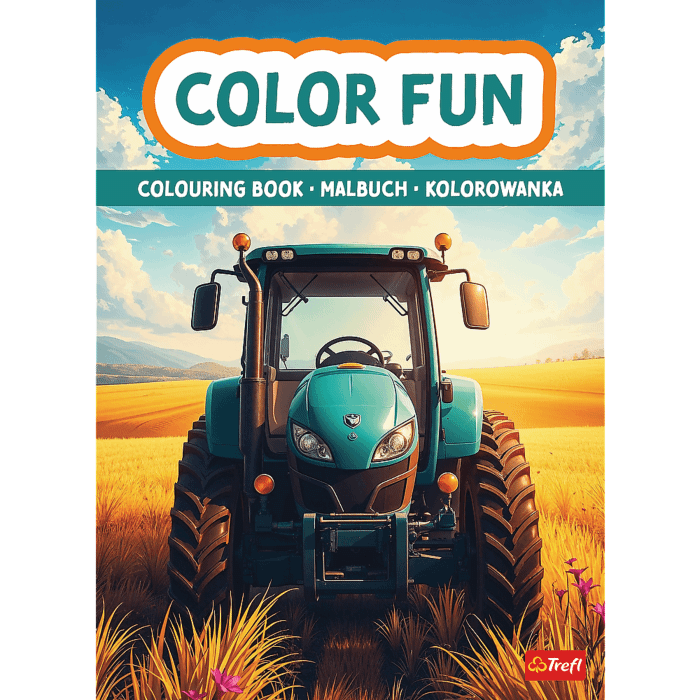 Książka aktywizująca Maszyny rolnicze, kolorowanka - okładka