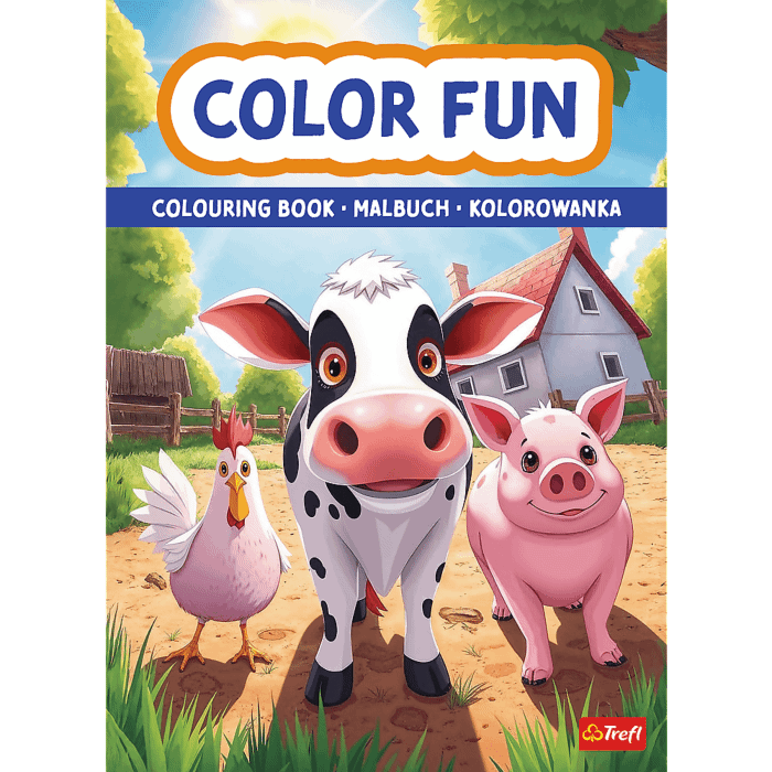 Książka aktywizująca Zwierzęta na farmie, kolorowanka