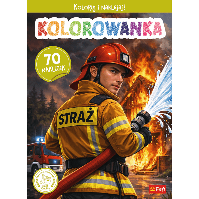 Książka aktywizująca Strażak OSP, kolorowanka z naklejkami - opakowanie 