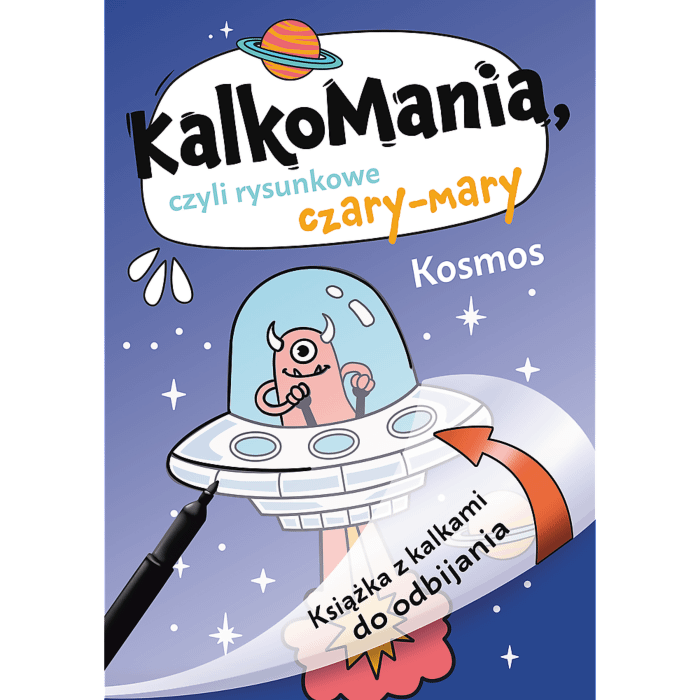 Książka dla dzieci Kosmos. Kalkomania - przód książki Książka dla dzieci Kosmos. Kalkomania - przód książki