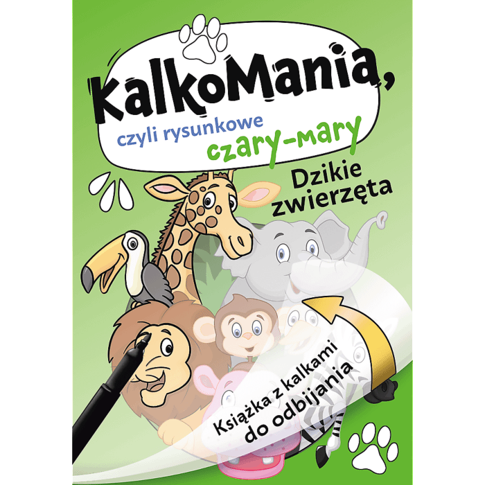 Książka dla dzieci Dzikie zwierzęta Kalkomania - przód książki