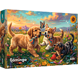 Puzzle 400 el. Flamingo by Trefl, Szczenięce figle - opakowanie 