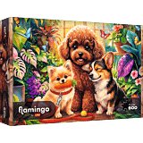 Puzzle 600 el. Flamingo by Trefl, Psy w oranżerii - opakowanie 