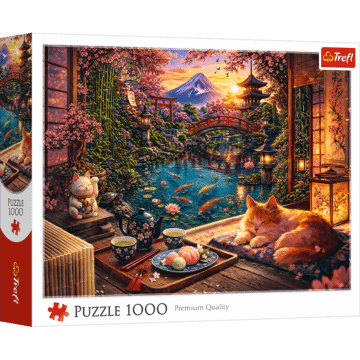 Puzzle 1000 el. Kot w ogrodzie sakury - opakowanie