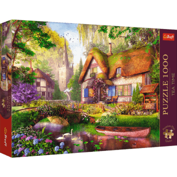 Puzzle Premium Plus Quality 1000 el. Tea Time: Urocza chatka w lesie  - opakowanie