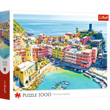 Puzzle 1000 el. Malownicze miasteczko Vernazza, Liguria, Włochy - opakowanie 