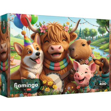 Puzzle 400 el. Flamingo by Trefl, Urodzinowa ekipa - opakowanie 