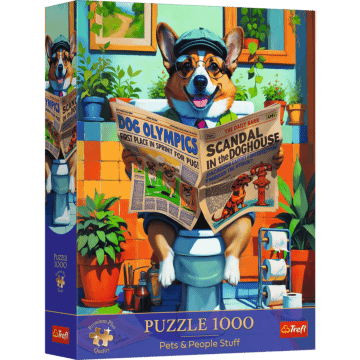Puzzle Premium Plus Quality Pets & People Stuff 1000 el. Corgi w Toalecie