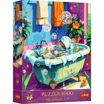 Puzzle Premium Plus Quality Pets & People Stuff 1000 el. Miau, Relaks, Powtórz - opakowanie 