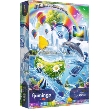Puzzle 600 el. Flamingo by Trefl, Internetowy chaos Y2K - opakowanie 