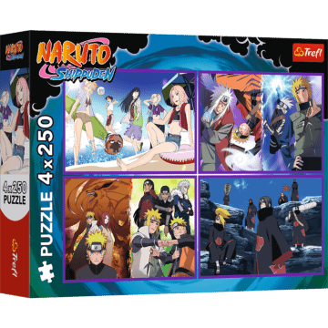 Puzzle Naruto Shippuden 4 x 250 el. Przygody Naruto Uzumaki - opakowanie