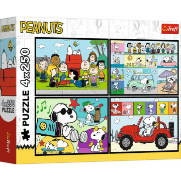 Puzzle Peanuts 4 x 250 el. Fistaszkowe przygody - opakowanie 