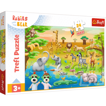 Puzzle 24 maxi Bobaski i Miś, Bobaski i zwierzęta - opakowanie