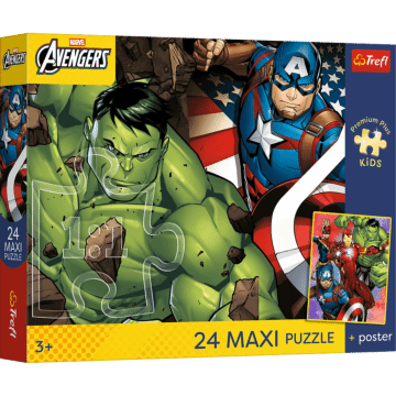 Puzzle Premium Plus Kids 24 Maxi, The Avengers - Bohaterowie jak ze snu + kolekcjonerski plakat - opakowanie 