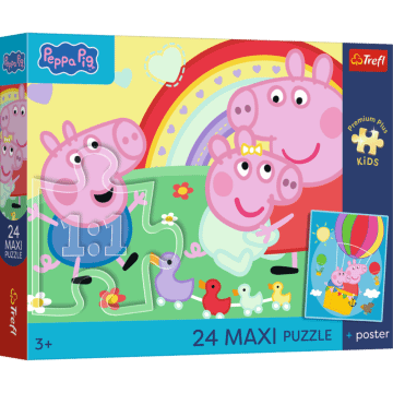 Puzzle Premium Plus Kids 24 Maxi, Świnka Peppa - Świnkowe dni + kolekcjonerski plakat - opakowanie