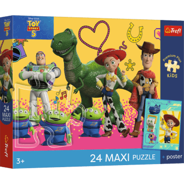 Puzzle Premium Plus Kids 24 Maxi, Toy Story - Zabawki i przyjaciele + kolekcjonerski plakat - opakowanie 