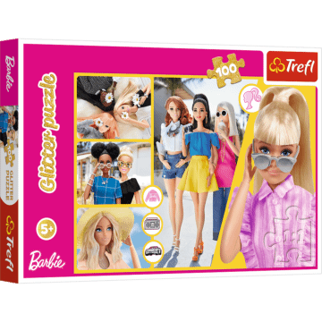 Puzzle dla dzieci 100 el. Brokatowa Barbie - opakowanie