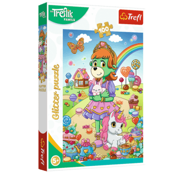 Puzzle z brokatem Rodzina Treflików 100 el. Brokatowe Trefliki - opakowanie