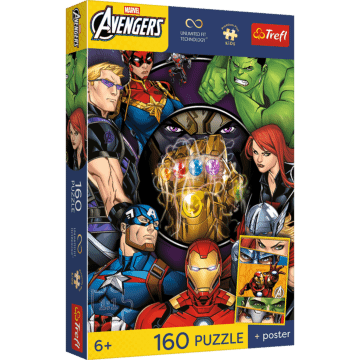 Puzzle Premium Plus Kids UFT, Marvel 160 el. Bohater dnia + kolekcjonerski plakat - opakowanie 