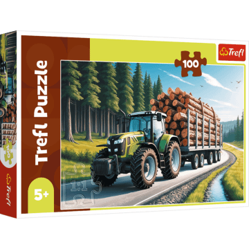 Puzzle 100 el. Ciągnik leśny