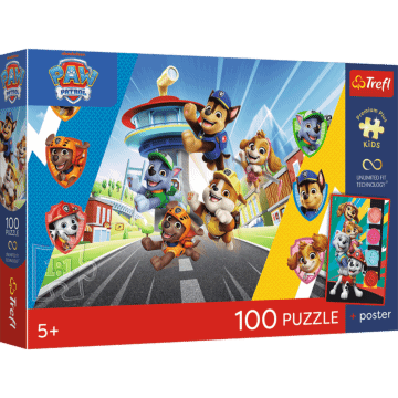 Puzzle 100 el. Psia przygoda + unikalny plakat - opakowanie 