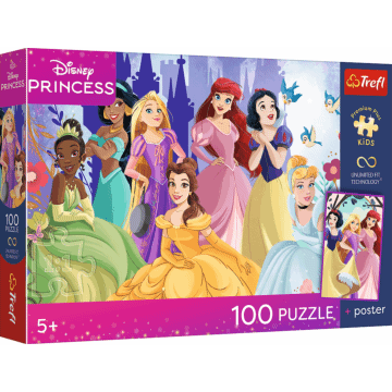 Puzzle 100 el. Relaks z księżniczkami + unikalny plakat - opakowanie 