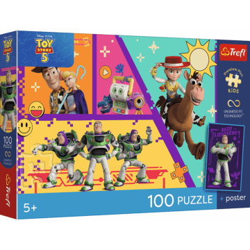 Puzzle 100 el. Zabawki w akcji + unikalny plakat - opakowanie 