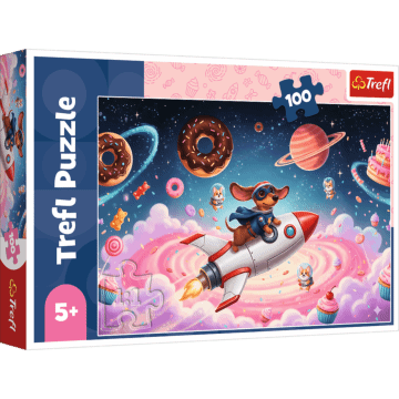 Puzzle 100 el. Jamnik na rakiecie - opakowanie 