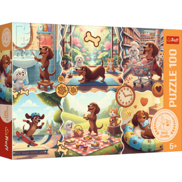 Puzzle 100 el. Długi dzień jamnika - opakowanie 