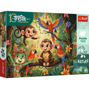 Puzzle Rodzina Treflików, Inspired By Nature 100 el. Małpki i przyjaciele - opakowanie 