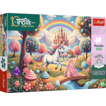 Puzzle Rodzina Treflików, Inspired By Fantasy 100 el. Jednorożec w słodyczolandii - opakowanie 