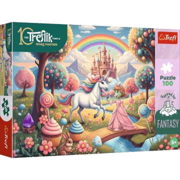 Puzzle Rodzina Treflików, Inspired By Fantasy 100 el. Jednorożec w słodyczolandii - opakowanie 