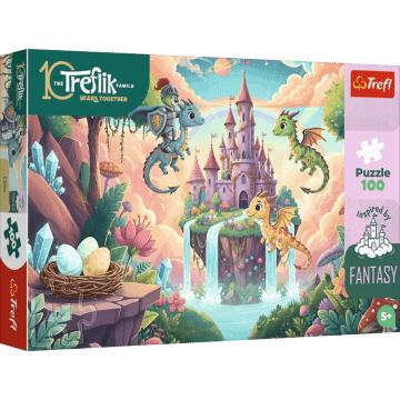 Puzzle Rodzina Treflików, Inspired By Fantasy 100 el. Rycerz Treflik i smoki - opakowanie 