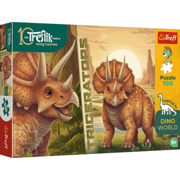 Puzzle Rodzina Treflików, Inspired By Dino World 100 el. Triceratops - opakowanie 