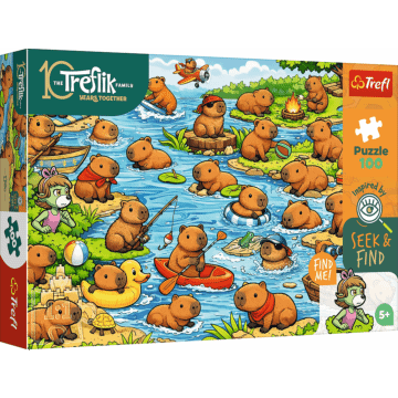 Puzzle Rodzina Treflików, Seek & Find 100 el. Kapibary - opakowanie 