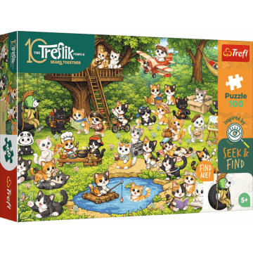 Puzzle Rodzina Treflików, Seek & Find 100 el. Koci świat - opakowanie 