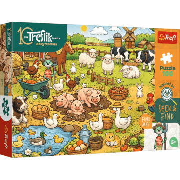 Puzzle Rodzina Treflików, Seek & Find 100 el. Wieś - opakowanie 