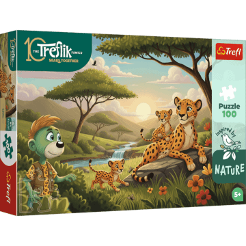 Puzzle Rodzina Treflików, Inspired By Nature 100 el. Gepardy - opakowanie 