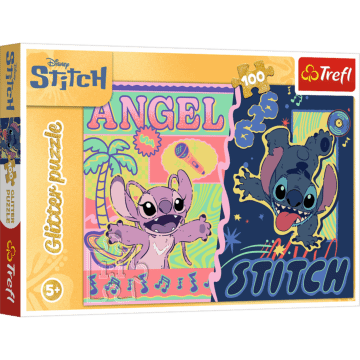 Puzzle Glitter 100 el. Lilo&Stitch, Hawajski Blask - opakowanie 