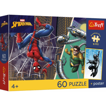 Puzzle 60 el. Marvel, Superbohaterski dzień + unikalny plakat - opakowanie 
