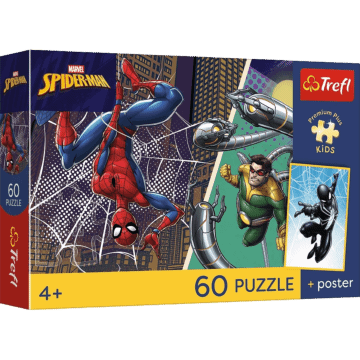 Puzzle 60 el. Marvel, Superbohaterski dzień + unikalny plakat - opakowanie 
